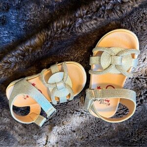 Sparkly Silver Kids Sandals with Bow